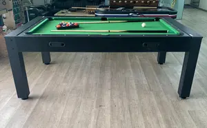 שולחן סנוקר 4 ב -1 איכותי בעל 4 מצבים בצבע שחור ובד ירוק